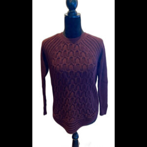 Jones New York Sweater Intricate Knit Design Burgundy Rounded‎ Bottom Medium